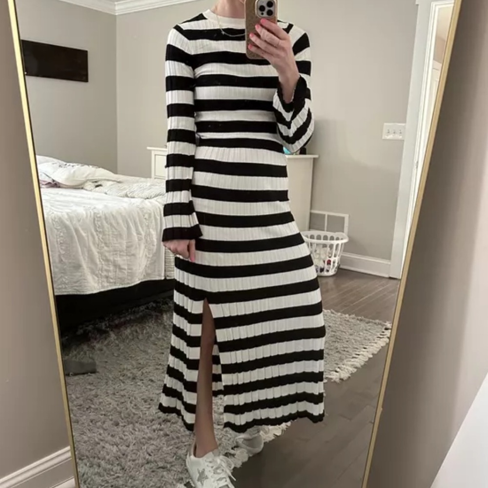 a new day Black and White Striped Set